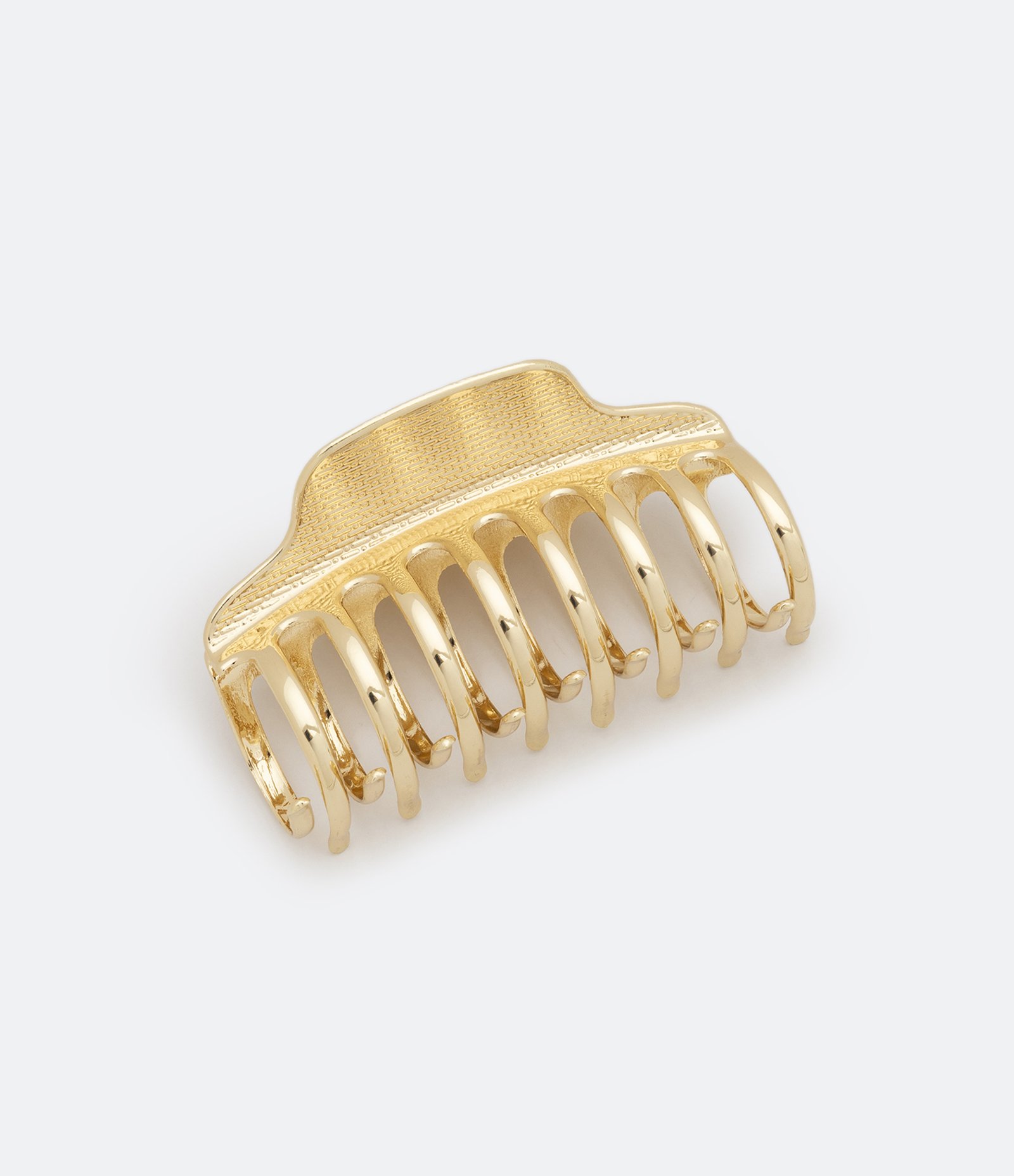 Piranha de Cabelo em Metal Texturizado Dourado 2
