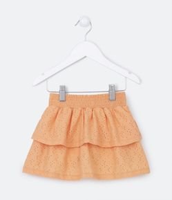 Saia Infantil em Laise com Textura de Florzinhas e Babadinho - Tam 1 a 5 Anos