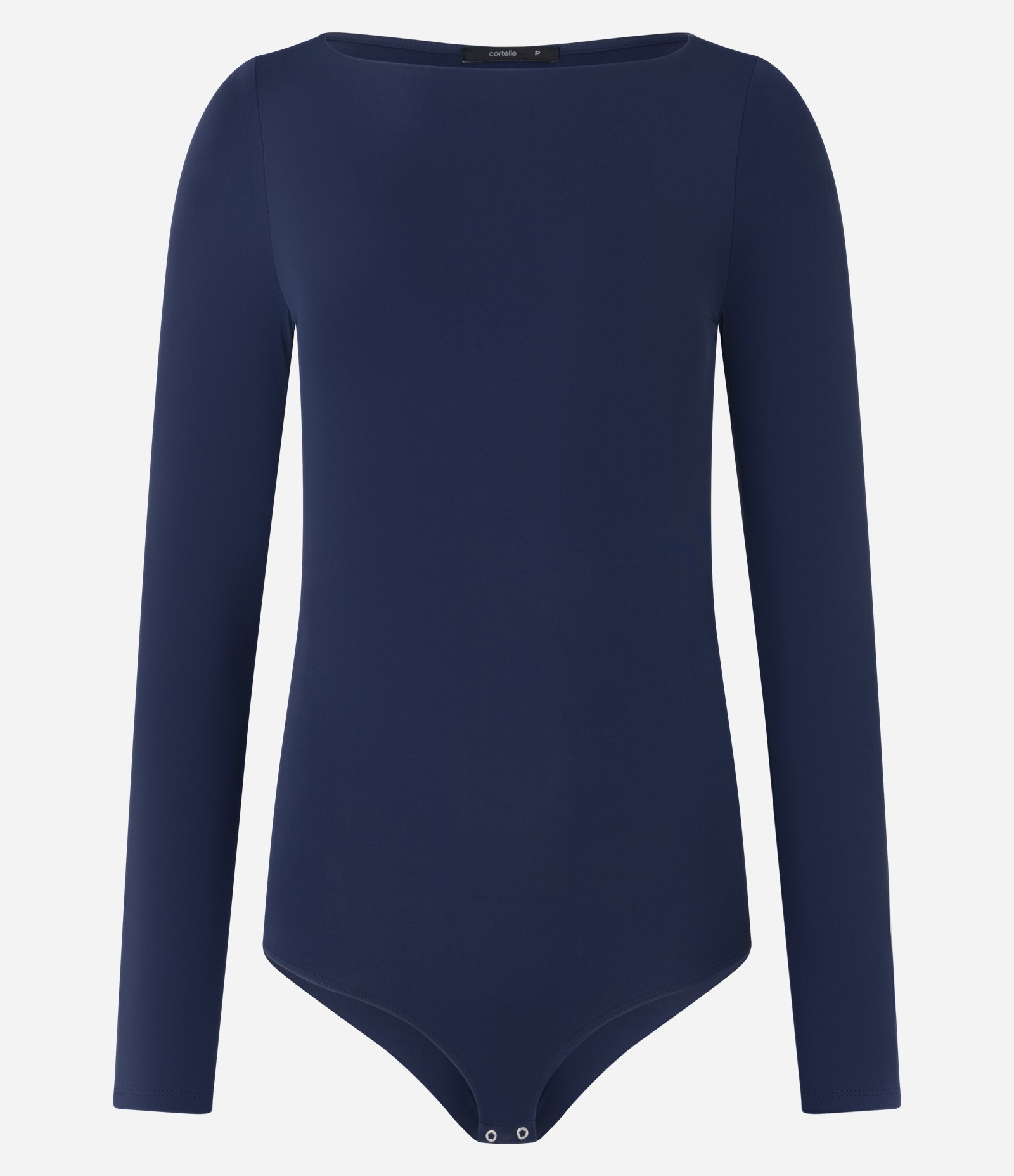 Body Básico em Poliamida com Gola Canoa Azul Marinho 1