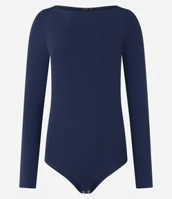 Body Básico em Poliamida com Gola Canoa