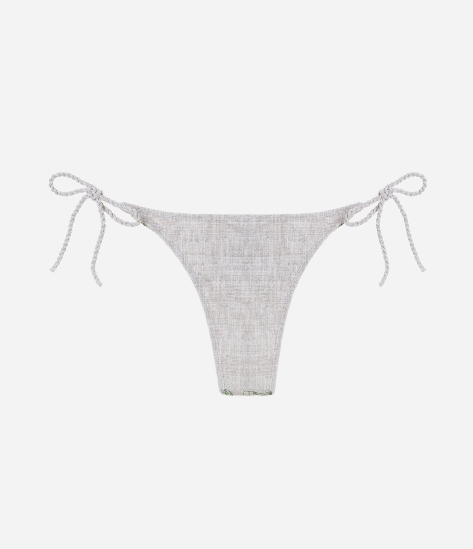 Biquíni Calcinha Lacinho em Poliamida com Cordão Trançado e Estampa Coqueiros Off White 2