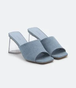 Sandália Mule com Salto Transparente