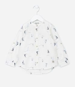 Camisa Infantil em Algodão com Estampa de Barcos - Tam 1 a 5 anos