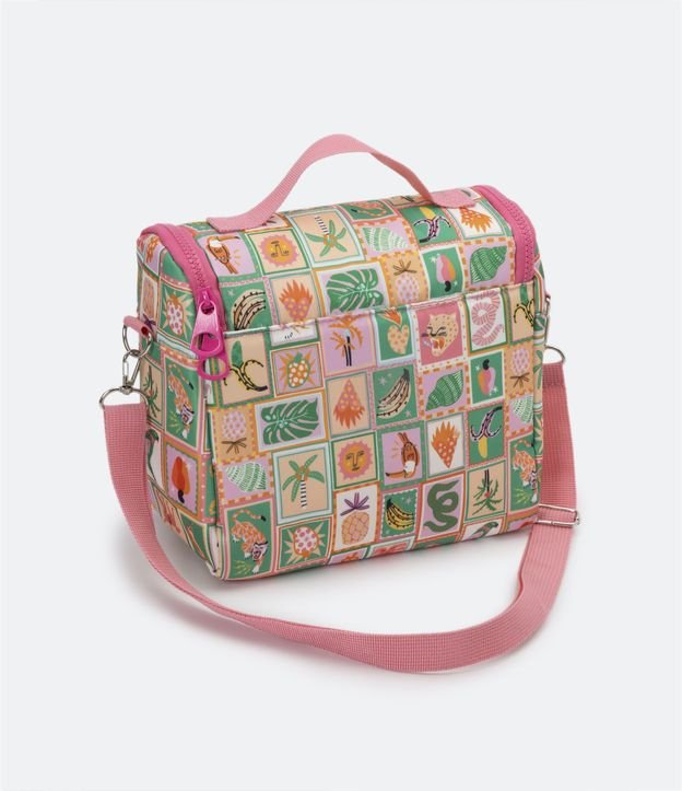Lunchera Térmica con Estampado de Cuadros Rosado 3