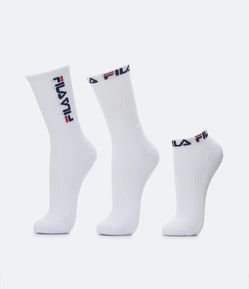 Kit 03 Pares de Meia em Algodão com Cano Alto e Cano Baixo Fila