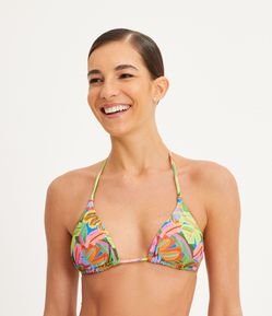 Biquíni Top Cortininha com Estampa de Folhagens
