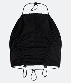 Top Parachute em Sarja com Transpasse nas Costas