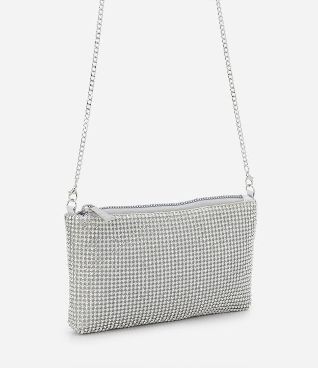 Bolsa Transversal com Alça Corrente e Detalhes em Strass