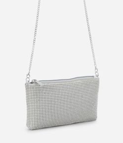 Bolsa Transversal com Alça Corrente e Detalhes em Strass