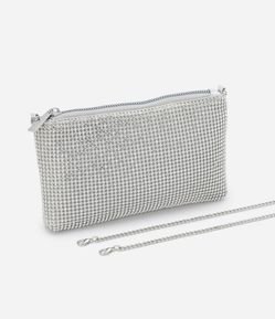 Bolsa Transversal com Alça Corrente e Detalhes em Strass