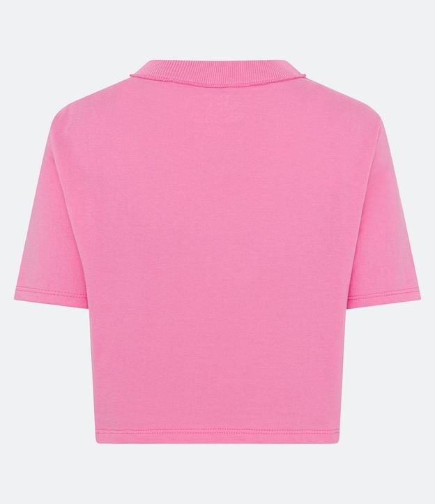 Camiseta Cropped em Meia Malha com Estampa Barbie Rosa 6