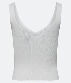 Blusa Cropped Canelada em Tricô com Costas Decotadas