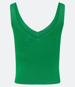 Blusa Cropped Canelada em Tricô com Costas Decotadas