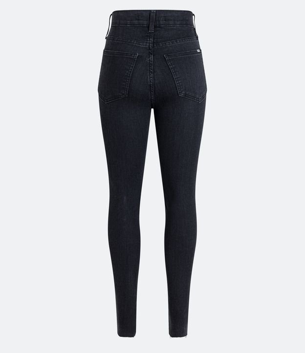 Pantalón Skinny Jeans con Cintura Alta y Barra a Hilo Negro 7