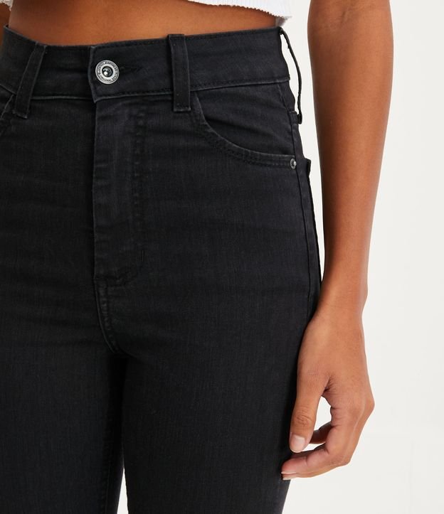 Pantalón Skinny Jeans con Cintura Alta y Barra a Hilo Negro 4