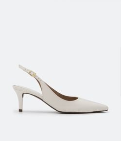 Sapato Scarpin Slingback com Bico Fino e Fivela