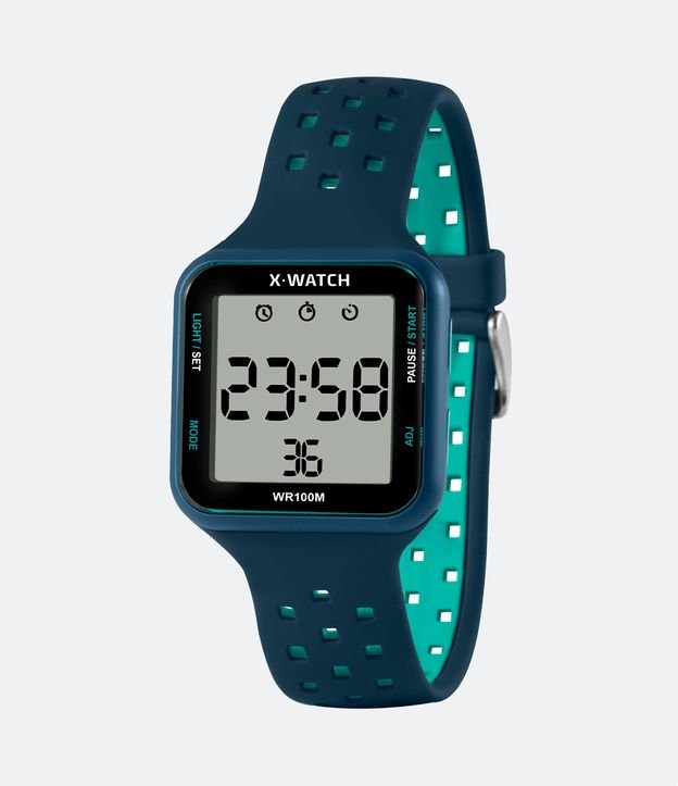 Relógio X Watch Digital com Pulseira em Silicone e Caixa em Metal XGPPD177W BXDA - Cor: Azul Matte - Tamanho: U