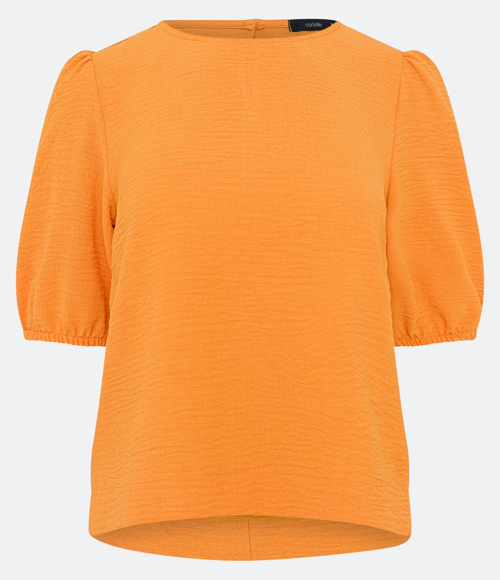 Blusa Texturizada com Manga Curta Bufante Laranja 6