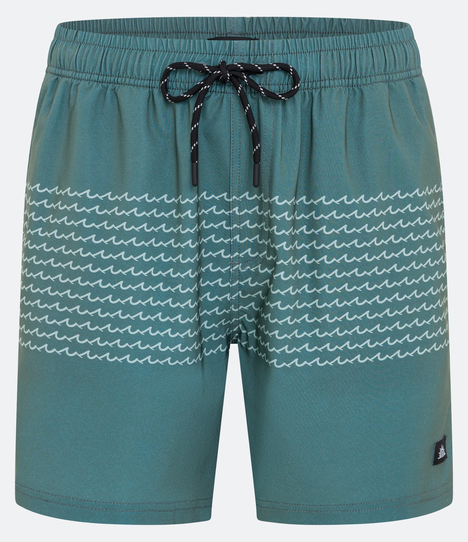 Bermuda de Banho com Estampa Linhas de Mini Ondas e Bolsos Verde 1