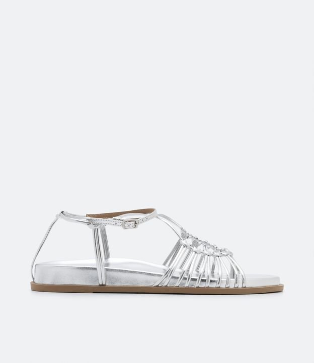 Sandália Rasteira Sport Sandal Multi Tiras Metalizada