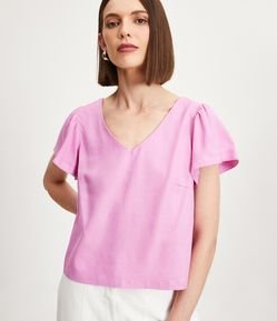 Blusa em Viscolinho com Manga em Babados