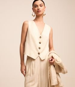 Colete em Viscolinho Mescla com Decote V