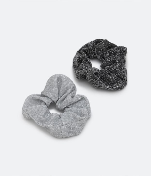Kit 02 Scrunchies sem Estampa com Fio Metalizado
