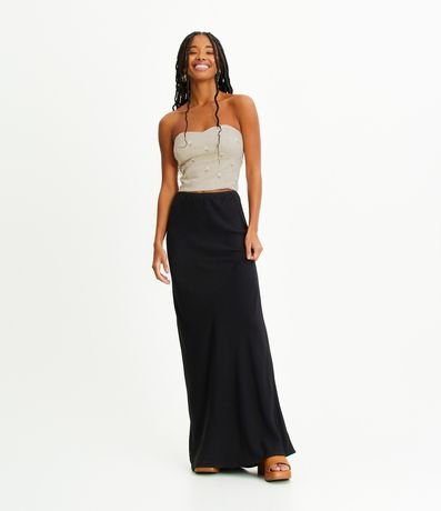 Saia New Midi em Viscose Sem Cós Menor preço em Saia New Midi em Viscose Sem Cós