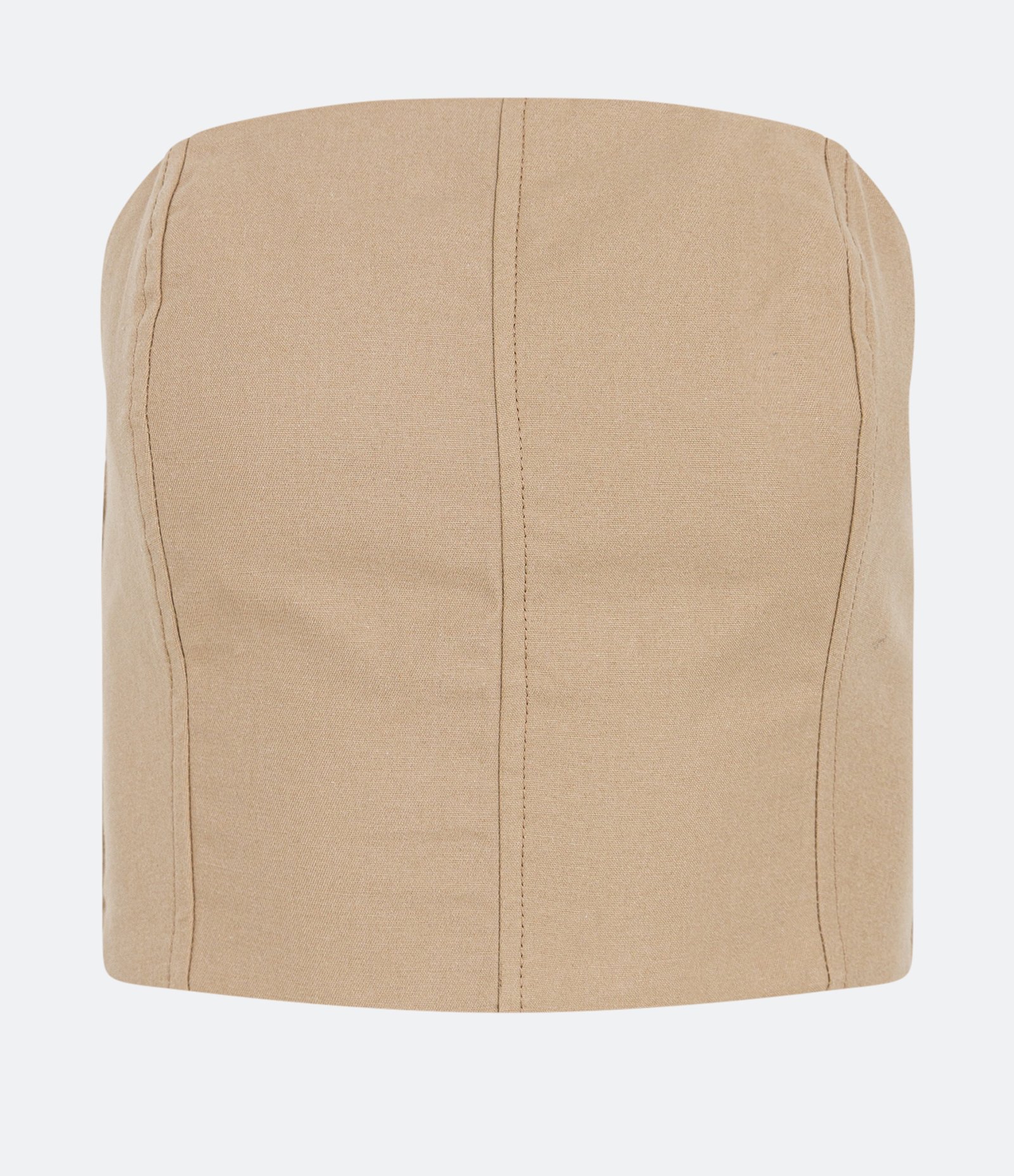 Top Corset em Sarja com Recortes e Lastex nas Costas Bege 5