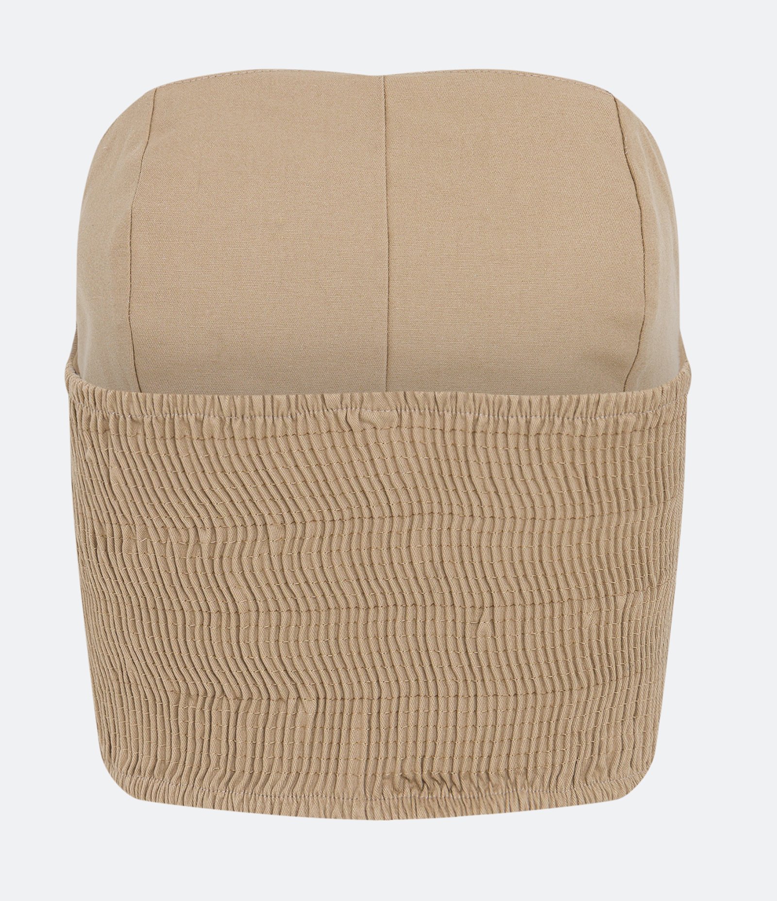 Top Corset em Sarja com Recortes e Lastex nas Costas Bege 6