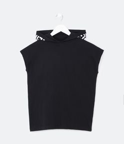 Camiseta sem Manga Infantil com Lettering Unlimited no Capuz - Tam 5 a 14 Anos