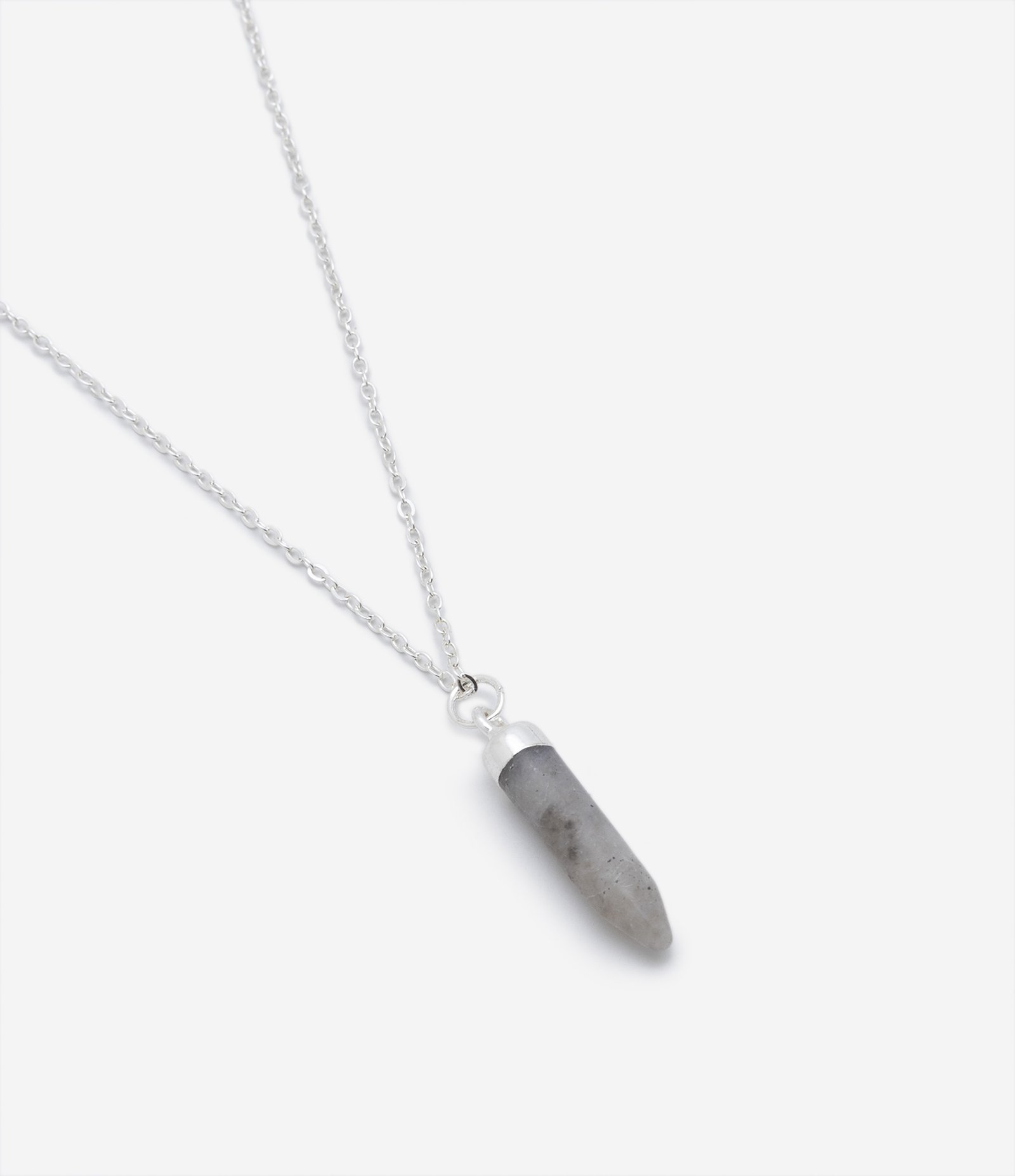 Colar em Metal com Pingente de Pedra Prata 1