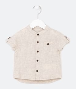 Camisa Infantil com Bolsinho Embutido e Botões- Tam 3 a 18 Meses