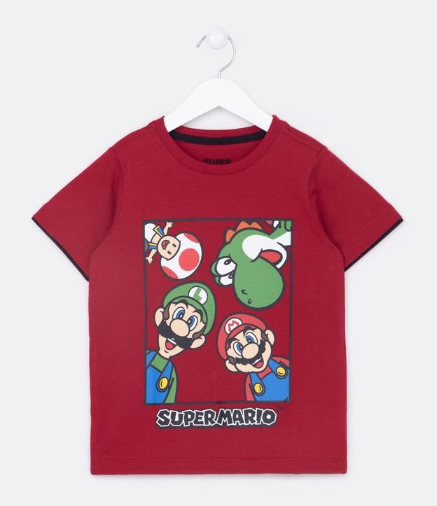 Camiseta Infantil com Estampa Super Mario Nintendo - Tam 3 a 10 - Cor: Vermelho - Tamanho: 5-6