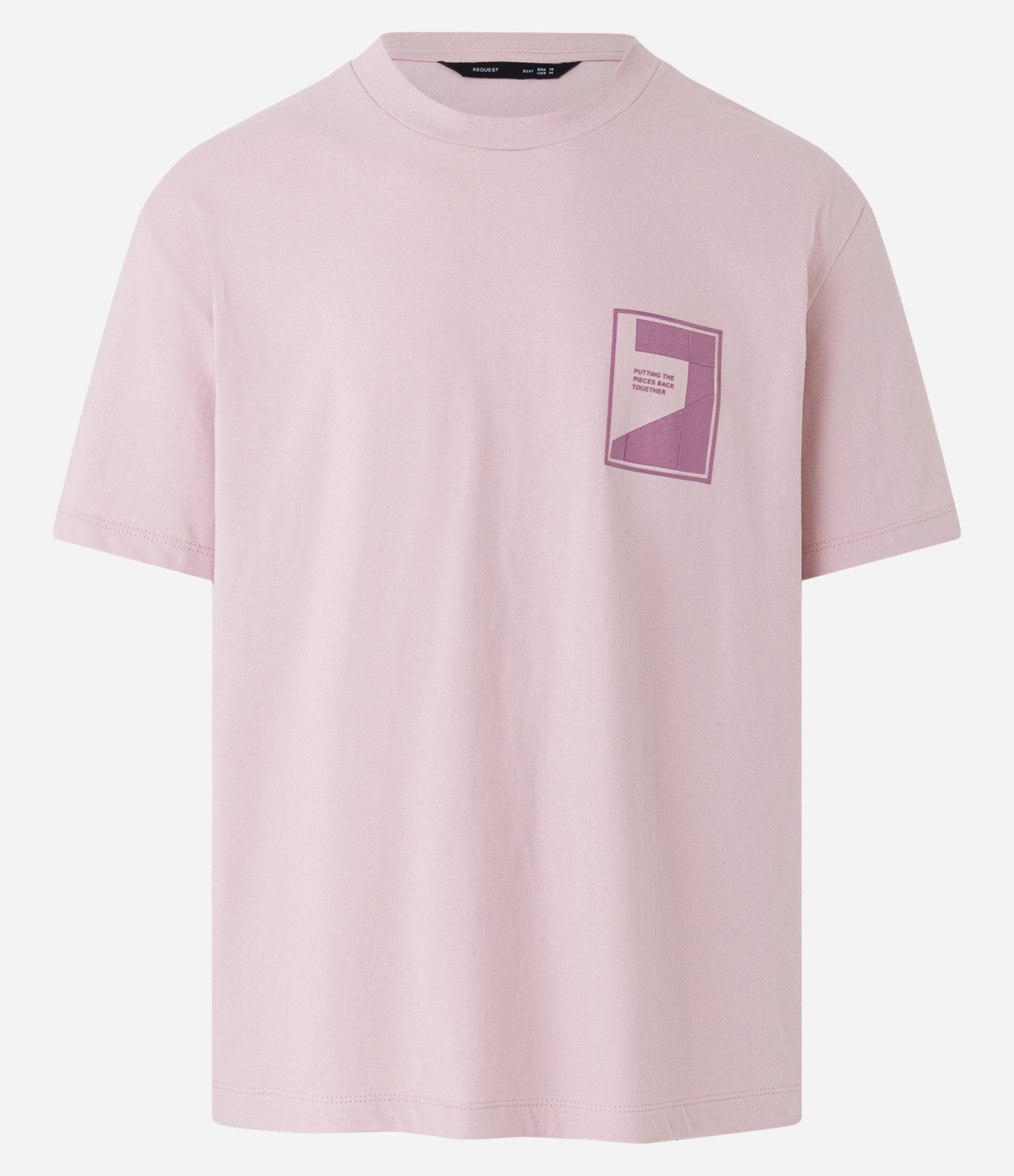 Camiseta em Meia Malha com Estampa no Peito Rosa 4