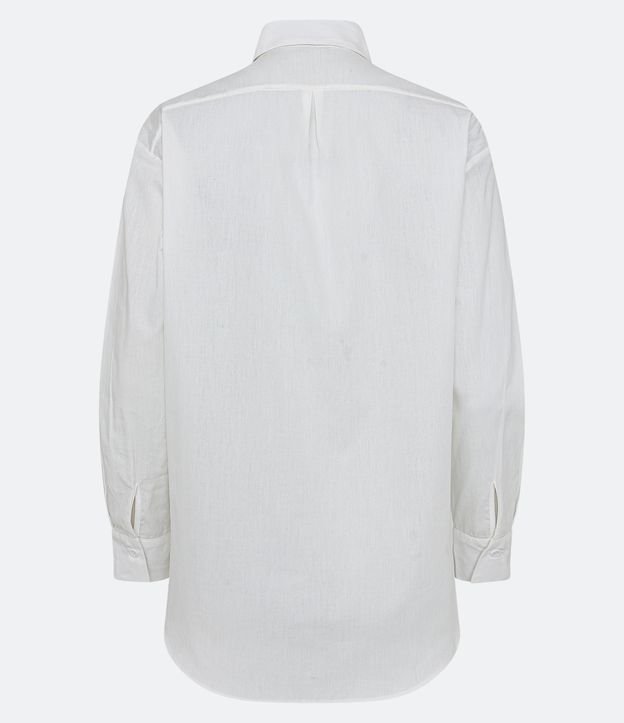 Camisa em Tricoline com Aplicações de Brilhos Frontal Off White 7