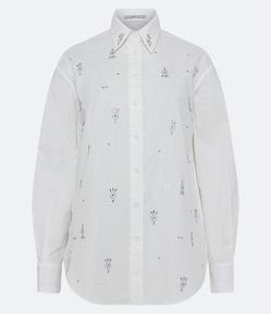 Camisa em Tricoline com Aplicações de Brilhos Frontal