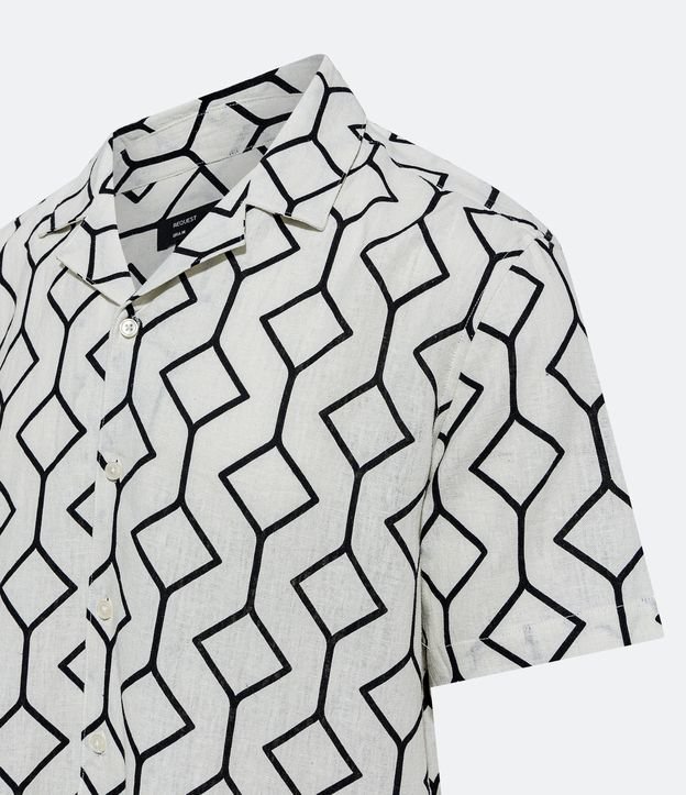 Camisa Boxy em Viscolinho com Estampa Geométrica Off White 8