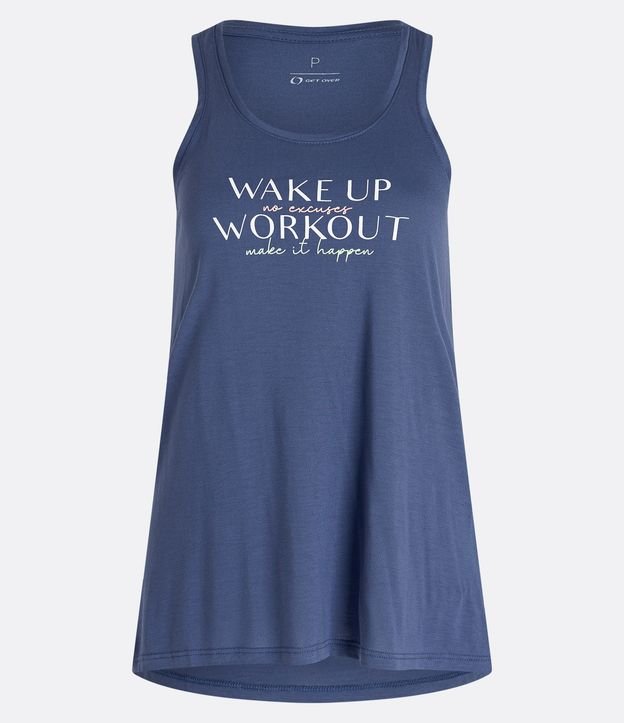 Musculosa Deportiva en Viscosa con Estampa Lettering Azul 1