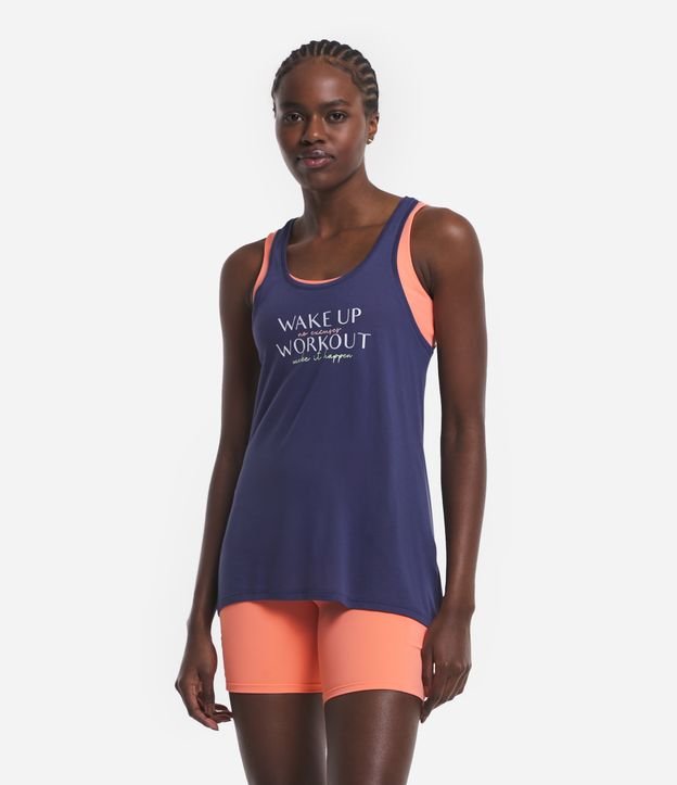 Regata Esportiva em Viscose com Estampa Lettering