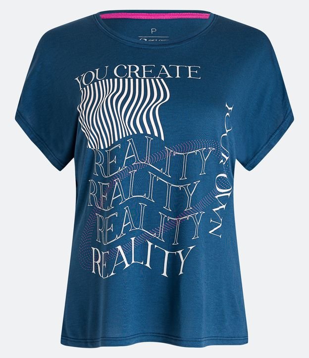 Camiseta Esportiva em Viscose com Estampa You Create Reality Your Own Azul 5