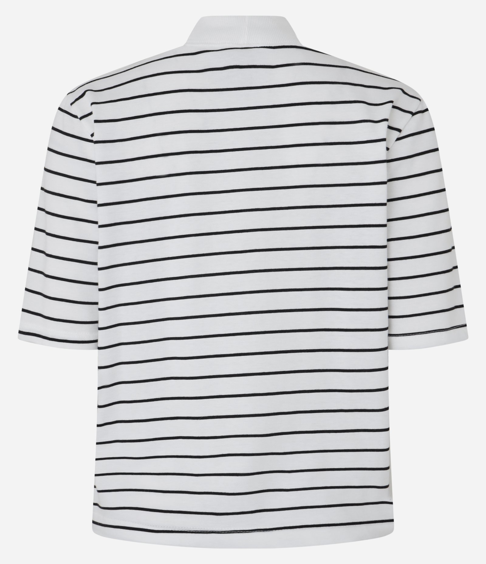Blusa Básica com Golinha Alta e Estampa de Listras Off White 6