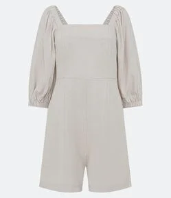 Macaquinho em Linho Texturizado com Zíper nas Costas