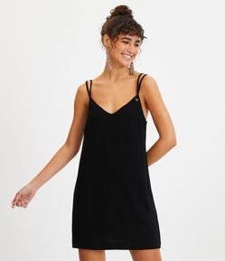 Vestido Curto em Linho com Ilhós