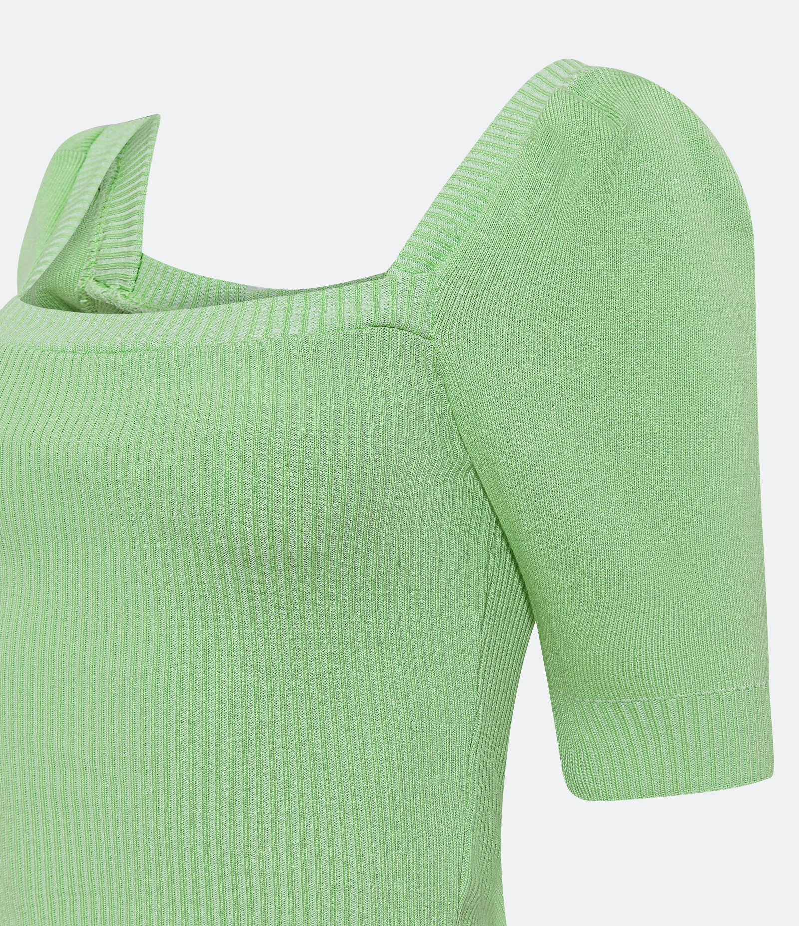 Blusa em Tricô Canelada com Manga Curta Verde Claro 2