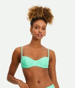 Biquíni Top Meia Taça em Poliamida com Alça Regulável e Texturas