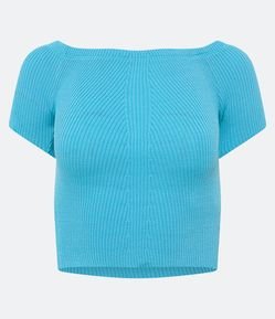 Blusinha Cropped  Manga Curta em Tricô Texturizado