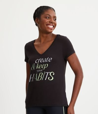 Menor preço em Camiseta Esportiva em Viscose com Estampa Create and Keep Your Habits
