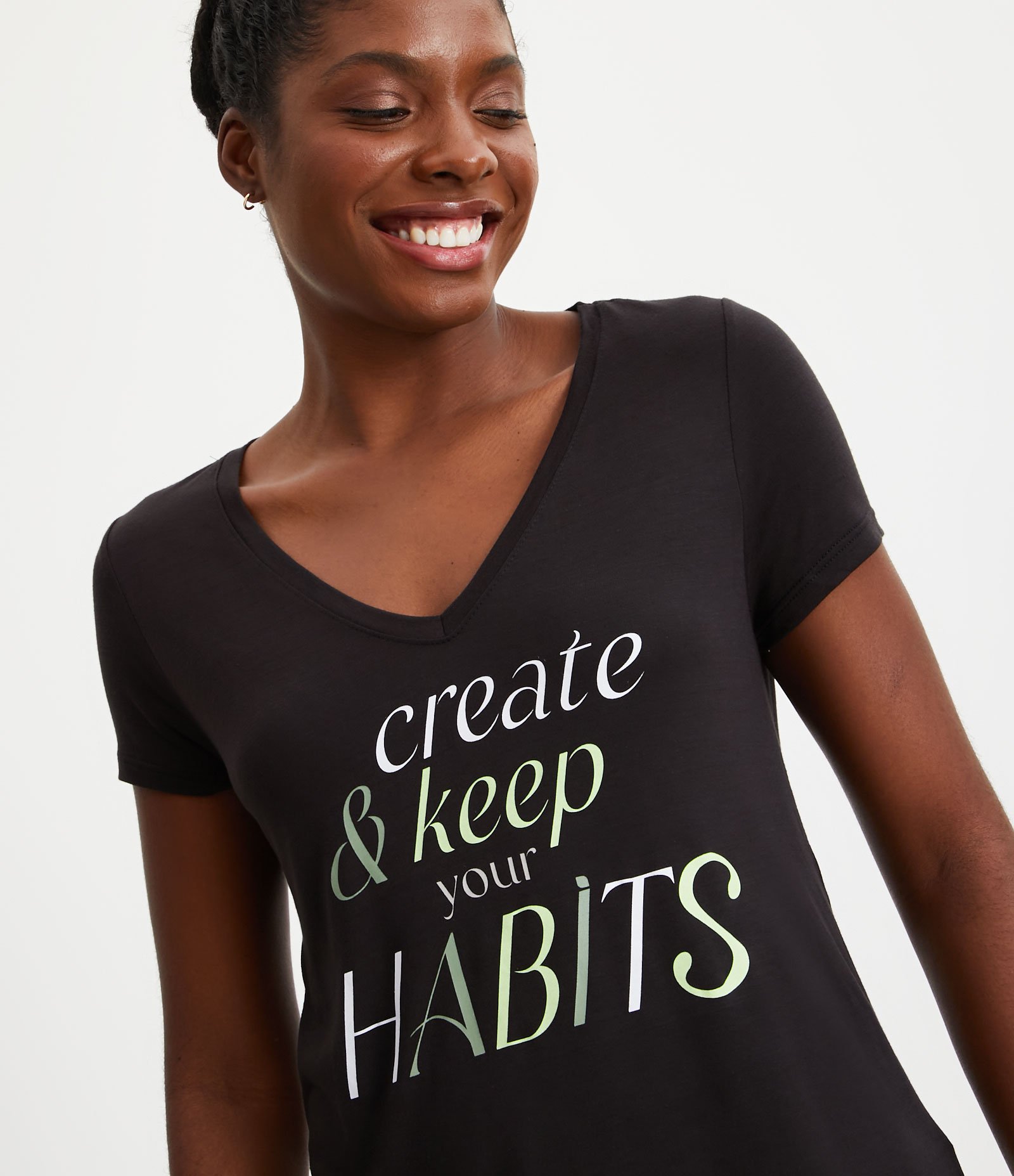 Camiseta Esportiva em Viscose com Estampa Create and Keep Your Habits Preto 4