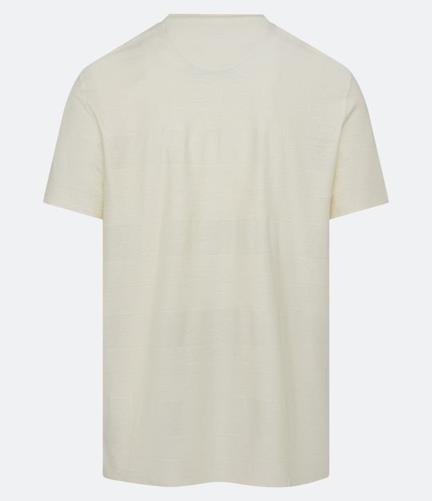 Camiseta Regular em Algodão com Listras e Textura Espinha de Peixe Bege 7